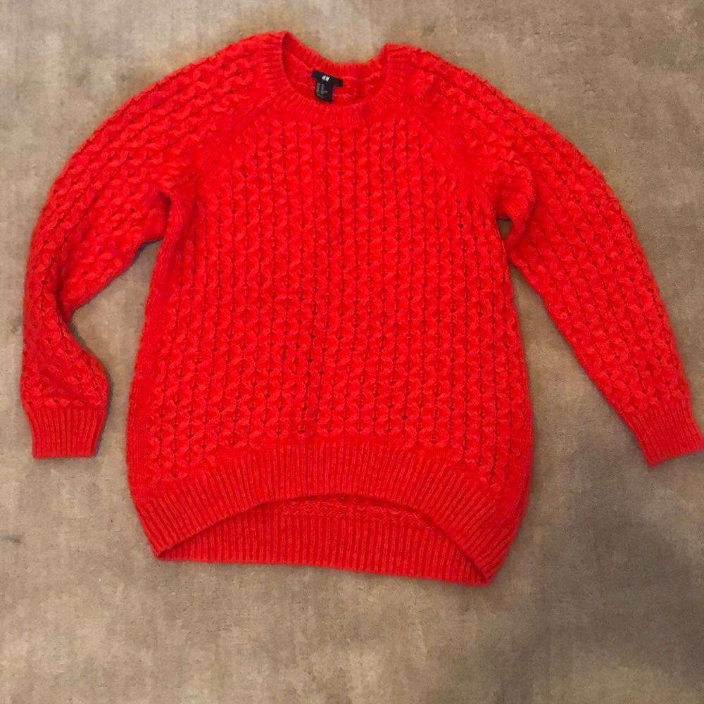 Bright red, knit H&M sweater